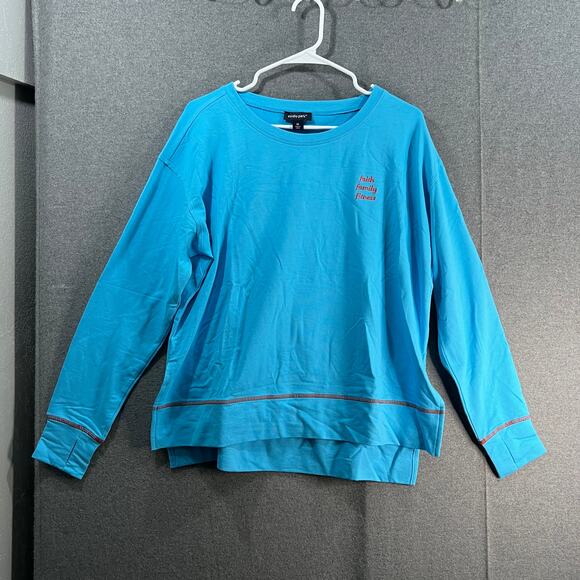 Studio Park x Kerstin Lindquist Priorities Pullover Aqua Blue Size Medium - Picture 1 of 9
